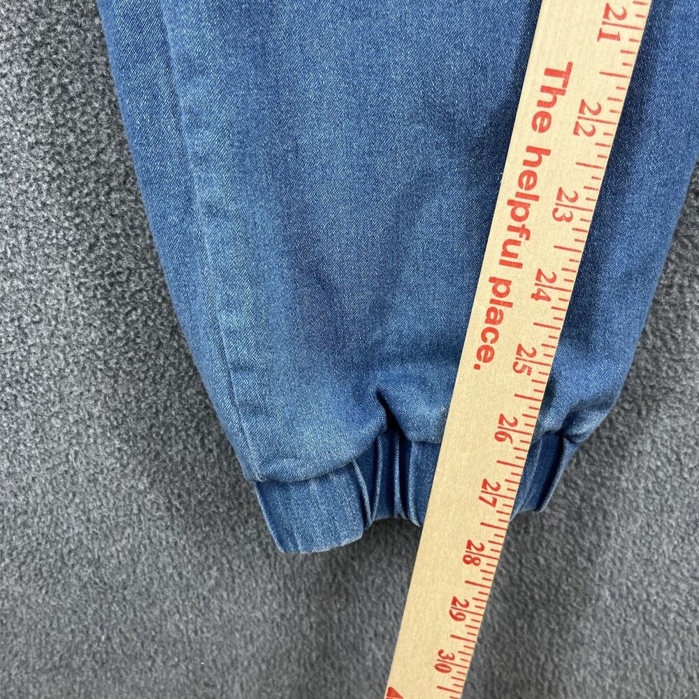 C'est Toi Jumpsuit Womens Large Denim Long Sleeve Zip‎ Up Belted Elastic Waist - Picture 10 of 16